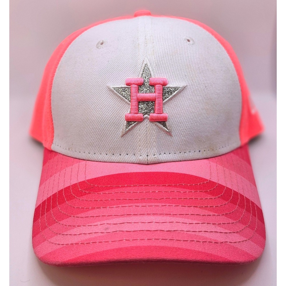 New Era 9FORTY Youth Houston Astros Pink White Glitter Star Baseball Hat Cap